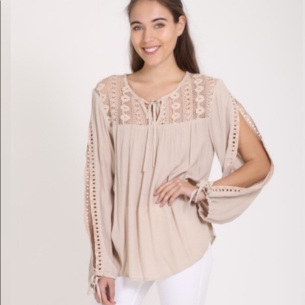 Bundle Slit Sleeve Cotton Top